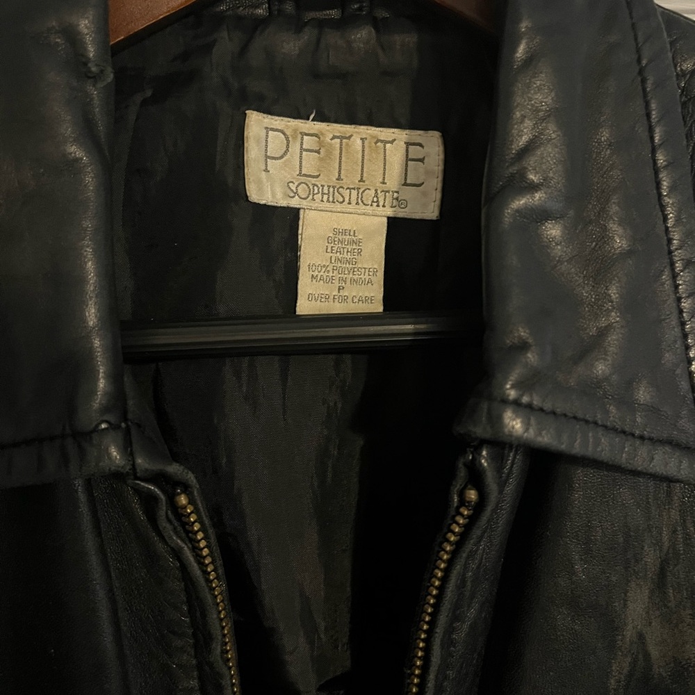 Vintage black genuine leather jacket - Picture 6 of 8